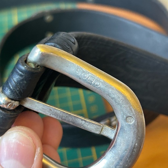 Rare Vintage Harley Davidson silver engine studded flame embossed leather belt - Picture 10 of 15